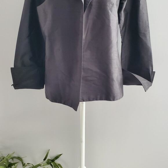 UC2 Under Construction Black Silk Open Jacket Blazer Size S - Picture 4 of 6